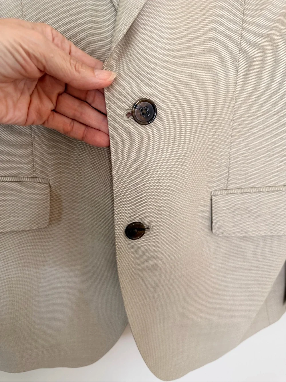 Banana Republic Reda Flexo Italian Hopsack Suit Jacket 40S Slim Fit Tan Wool
